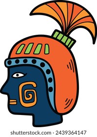 Hand Drawn tribal mask in flat style isolated on background