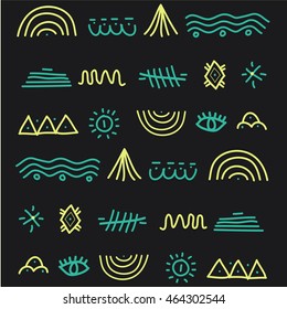 hand drawn Tribal  ornament pattern, ethnic collection, aztec stile . background for text