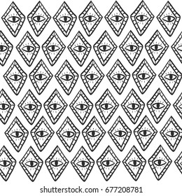 Hand drawn Tribal pattern, doodle style 