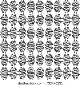 Hand drawn tribal rhombus ornament. Seamless vector pattern