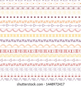 Hand drawn tribal seamless background in a warm earth color palette. Perfect for stationary, product packaging, fashion and home decor projects.