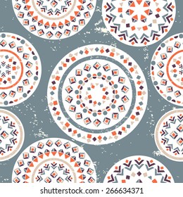 Hand drawn tribal seamless pattern. Vector illustration