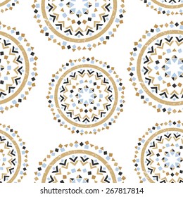 Hand drawn tribal seamless pattern. Vector illustration