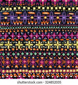 Hand drawn  tribal seamless pattern. Bright hand drawn  endless texture in native style