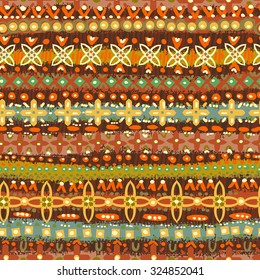 Hand drawn  tribal seamless pattern. Bright hand drawn  endless texture in native style