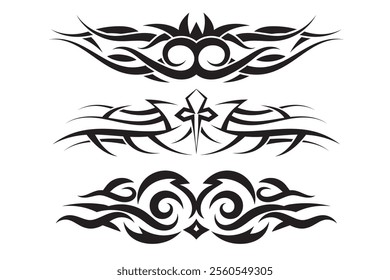 Hand drawn tribal tattoo border element