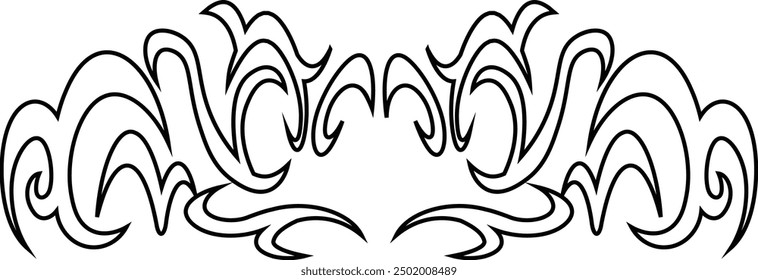 Hand Drawn Tribal Tattoo Illustration Isolated on White Background. Vector Sketch in Abstract Style.