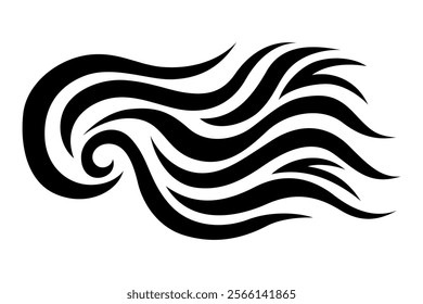 Hand drawn tribal tattoo vector illustration. Black curve shapes on white background