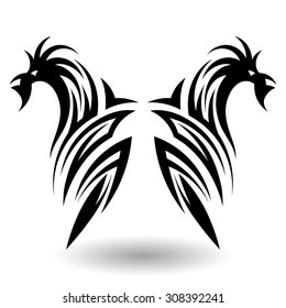 Hand Drawn Tribal Tattoo in Wings Shape. . Elegant Smooth Design Over White Background. Vector Illustration.
