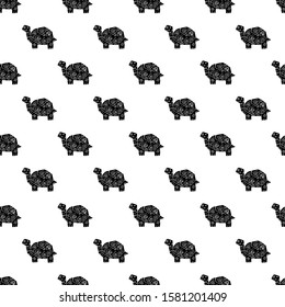 hand drawn tribal tortoise seamless pattern