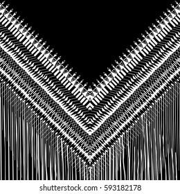 Handgezeichnetes dreieckiges geometrisches Muster des Stammes. Designhintergrund im nativen Stil. Vektorethnische mexikanische, afrikanische Ornamente. Textil, Linendesign. Dekoration von Nacken-Sweatshirts oder Boho-Kleider.