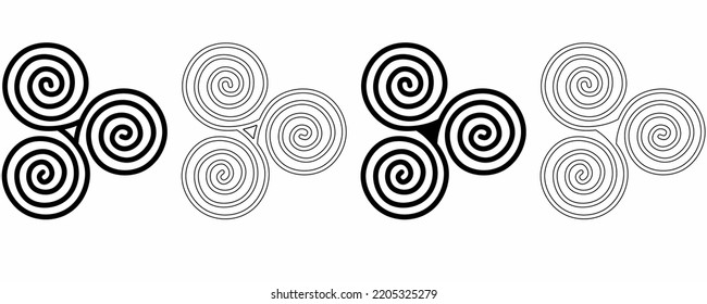 hand drawn triskelion Symbol set isolated on white background