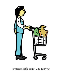 hand drawn with trolley