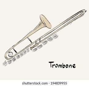 hand drawn trombone on a light background