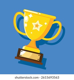 Hand drawn trophy cup cartoon vector illustration