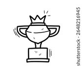 Hand Drawn Trophy Cup Illustration. Doodle Vector. Isolated on White Background - EPS 10 Vector