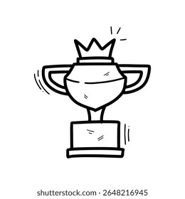 Hand Drawn Trophy Cup Illustration. Doodle Vector. Isolated on White Background - EPS 10 Vector