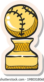 Hand drawn Trophy icon in sticker style vector illustration