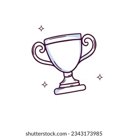 Hand Drawn Trophy icon. winner trophy. Doodle sketch Vector Illustration