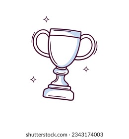 Hand Drawn Trophy icon. winner trophy. Doodle sketch Vector Illustration
