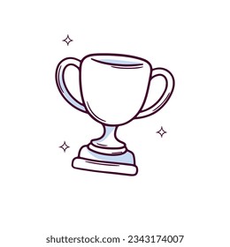 Hand Drawn Trophy icon. winner trophy. Doodle sketch Vector Illustration