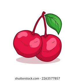 Fruta de cerezo tropical dibujada a mano