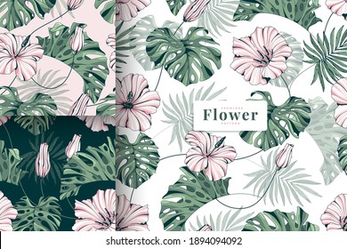 Hand drawn tropical Fairy Garden Floral Patterns