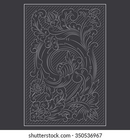 Hand drawn tropical floral. Tropical Line Pattern Background. Decorative Floral Elements.