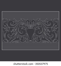 Hand drawn tropical floral. Tropical Line Pattern Background. Decorative Floral Elements.