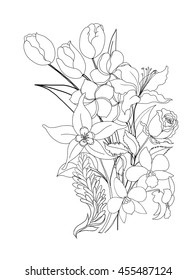手描きのジャスミンの花のスケッチ 白黒の線付きイラスト によく似た画像 写真素材 ベクター画像 Shutterstock