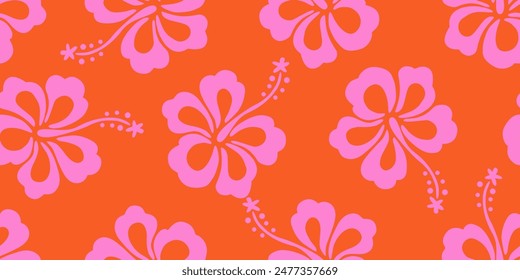 Hand drawn tropical flowers, seamless patterns with floral for fabric, textiles, clothing, wallpaper, cover, banner, interior decor, abstract backgrounds. vector illustration.