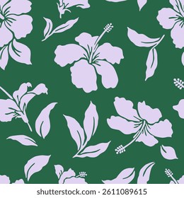 Hand drawn tropical flowers, seamless patterns with floral for fabric, textiles, clothing, packaging, cover, poster, abstract natural backgrounds. Hibiscus flower vector illustration.