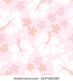 Hand drawn tropical flowers, seamless patterns with floral for fabric, textiles, clothing, wallpaper, cover, banner, interior decor, abstract backgrounds. vector illustration.