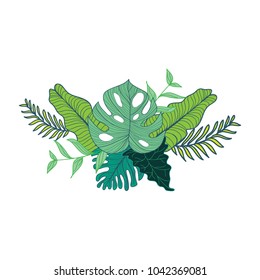 Hand Drawn Tropical Foliage Composite Design