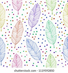 hand drawn Tropical leaf seamless  pattern vector