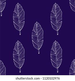 hand drawn Tropical leaf seamless  pattern vector