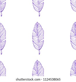 hand drawn Tropical leaf seamless  pattern vector