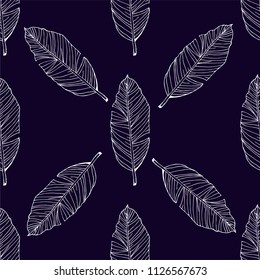 hand drawn Tropical leaf seamless  pattern vector