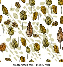 hand drawn Tropical leaf seamless  pattern vector