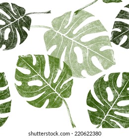 hand drawn tropical leaves seamless