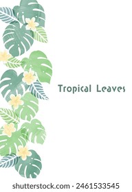 Hand drawn Tropical Plant and Plumeria Frame Illustration