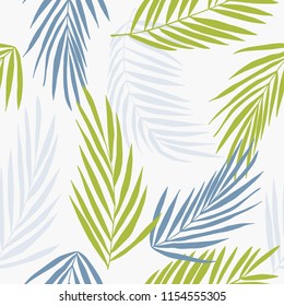 Hand drawn tropical plants. Palm leaves. Vector seamless pattern