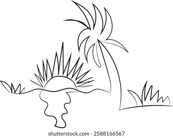 Hand drawn tropical sunset background

