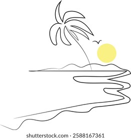 Hand drawn tropical sunset background
