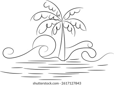 Hand drawn tropical sunset background design