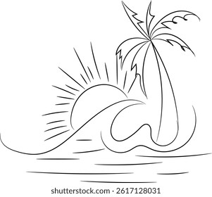 Hand drawn tropical sunset background design