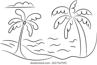 Hand drawn tropical sunset background