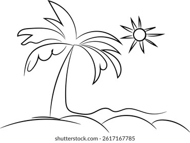Hand drawn tropical sunset background