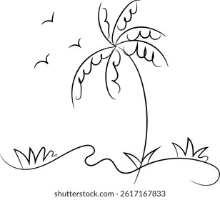 Hand drawn tropical sunset background