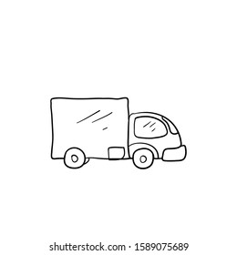 hand drawn Truck illustration with doodle cartoon style vector isolated on white